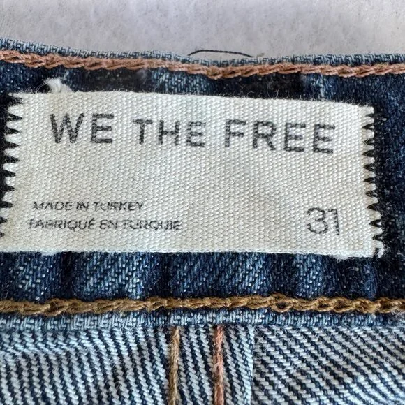 FREE PEOPLE We The Free Good Luck Mid Rise Barrel Leg Jeans in "Deep End" Sz 31 - Picture 7 of 13